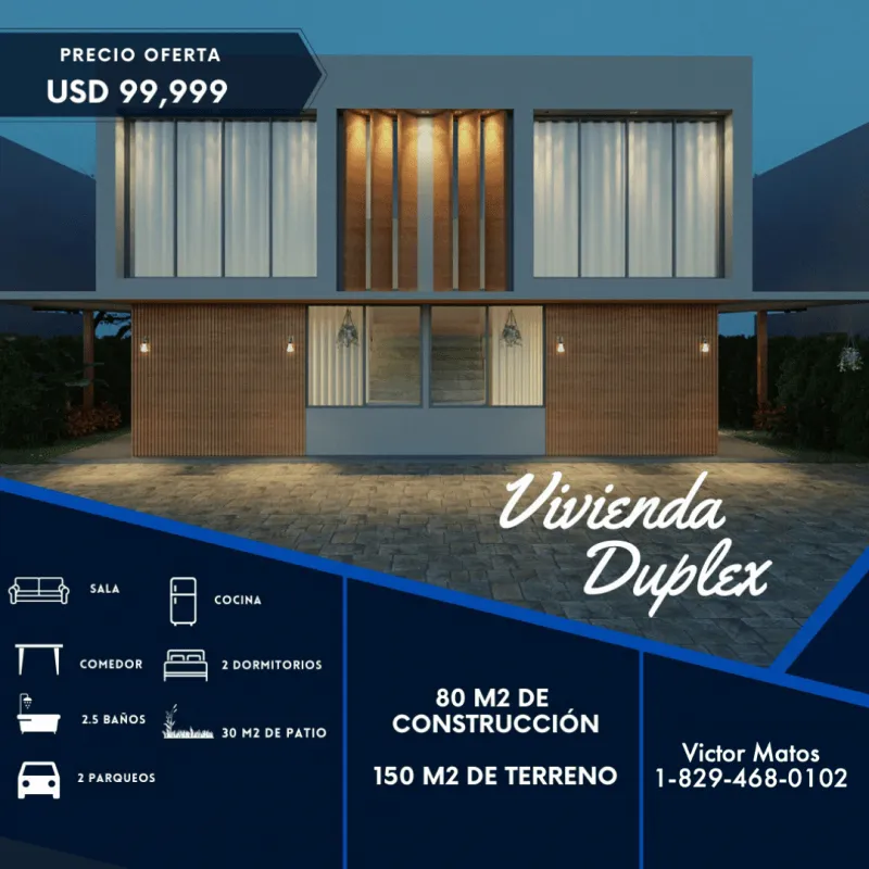 $149,499k duplex house for sale in Punta Cana, downtown, beach.