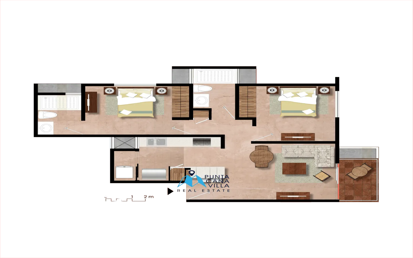 Lovely two bedroom condo for sale in Bavaro, Punta Cana with appliances included ()