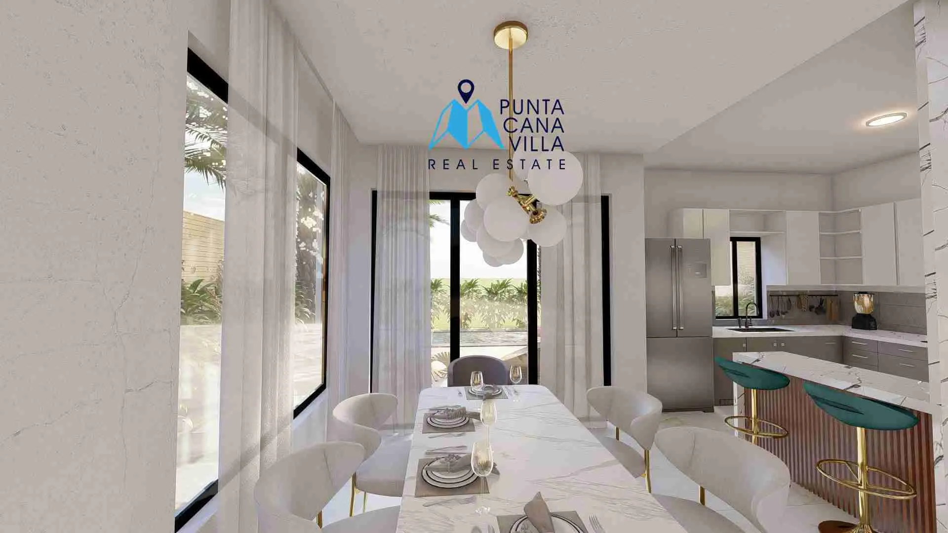 palmeras resipal punta cana villa for sale two bedroomsCOMEDOR