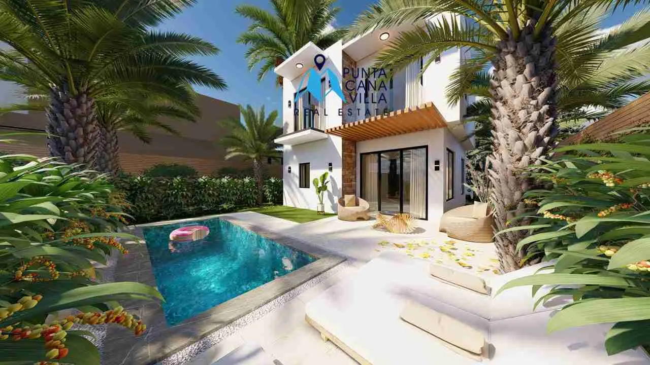 palmeras resipal punta cana villa for sale two bedroomsPATIO PISCINA