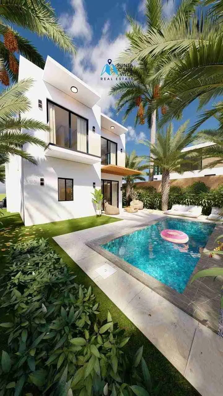 palmeras resipal punta cana villa for sale two bedroomsPATIO PISCINA
