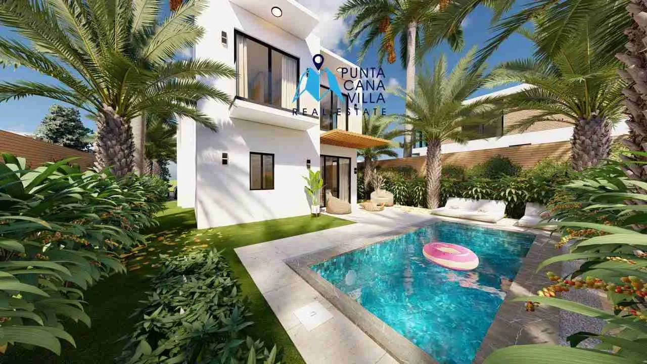 palmeras resipal punta cana villa for sale two bedroomsPATIO PISCINA