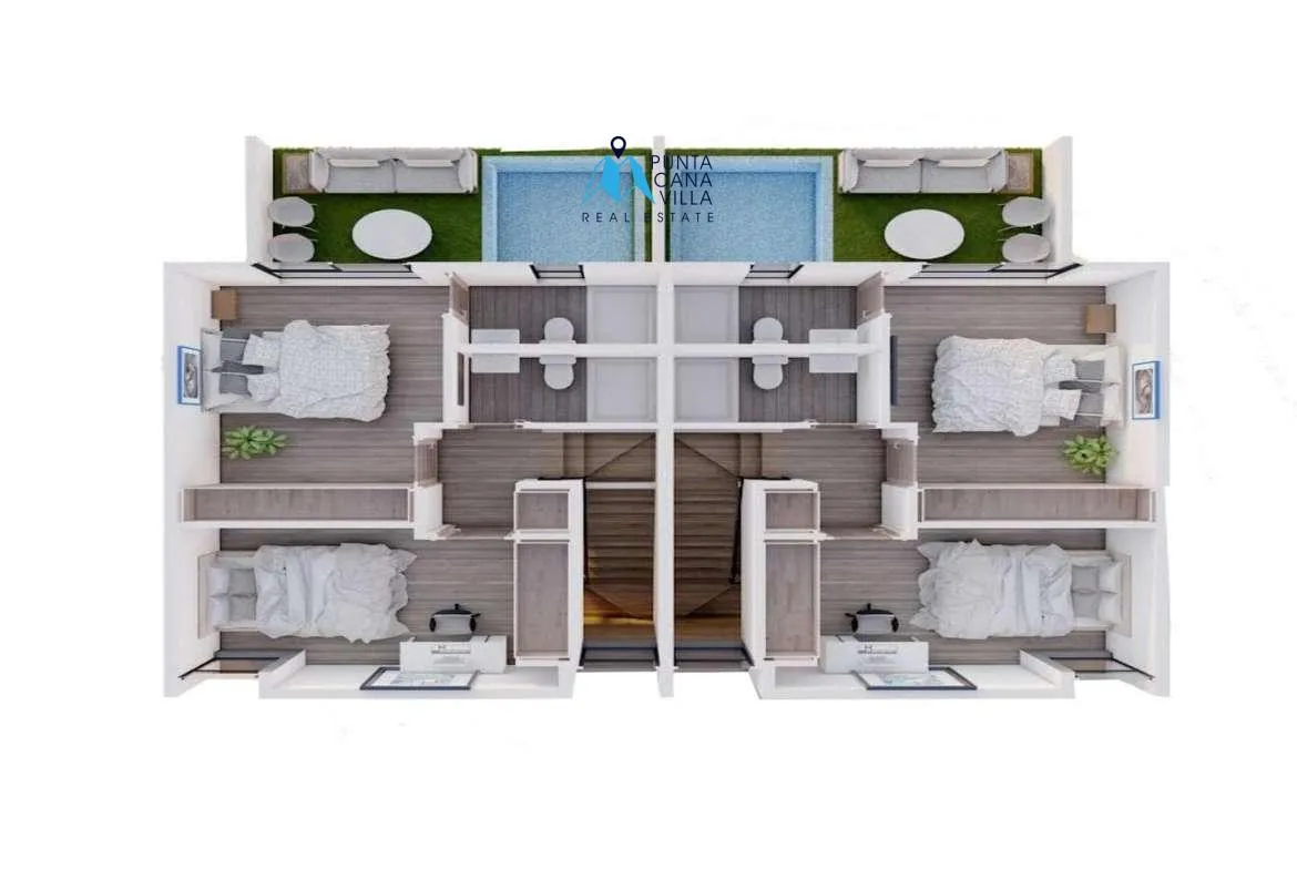 Bavaro, Two Bedroom Duplex Villa For Sale In Bavaro, Punta Cana, Allegra Park Punta Cana ()