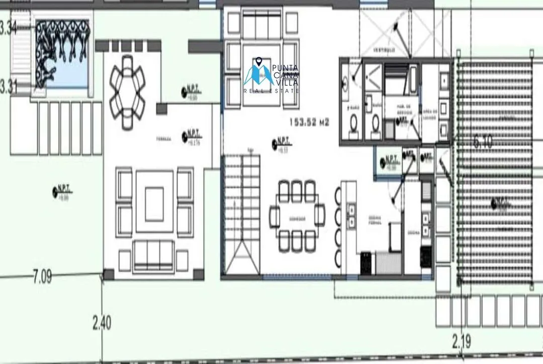 First Floor Plans, Three Bedroom Villa For Sale In Las Canas, Cap Cana
