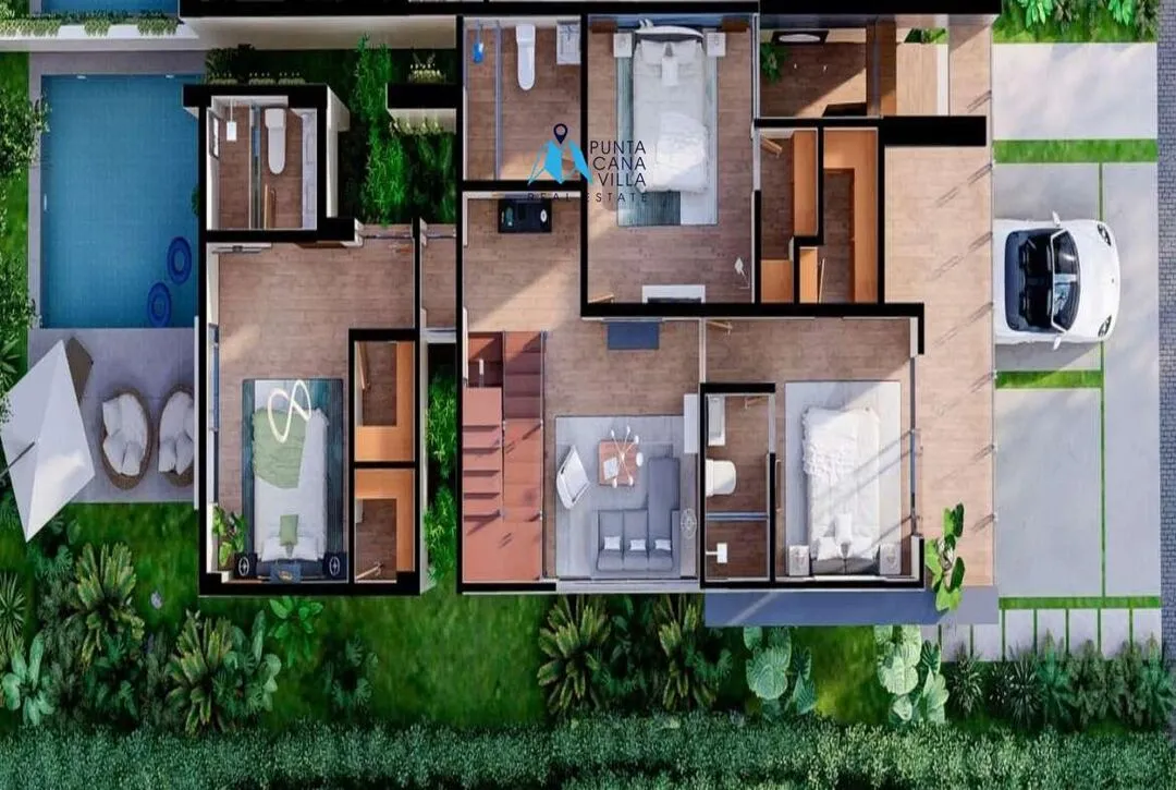 3D Floor Plans, Three Bedroom Villa For Sale In Las Canas, Cap Cana