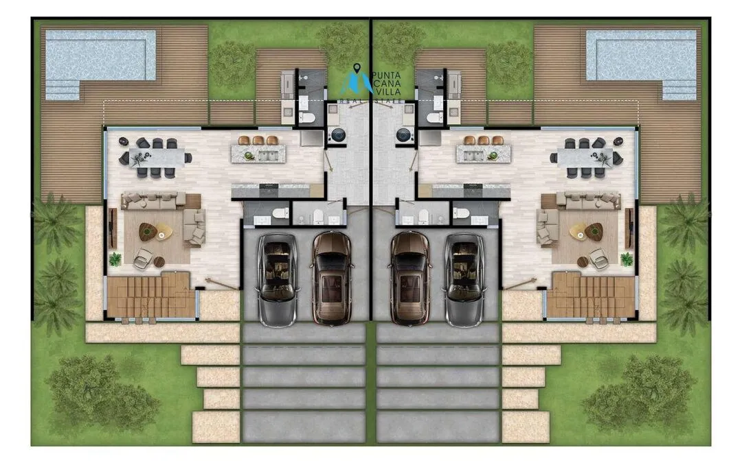 Downtown Punta Cana, Three Bedroom Duplex Villas For Sale In Punta Cana, The Garden ()