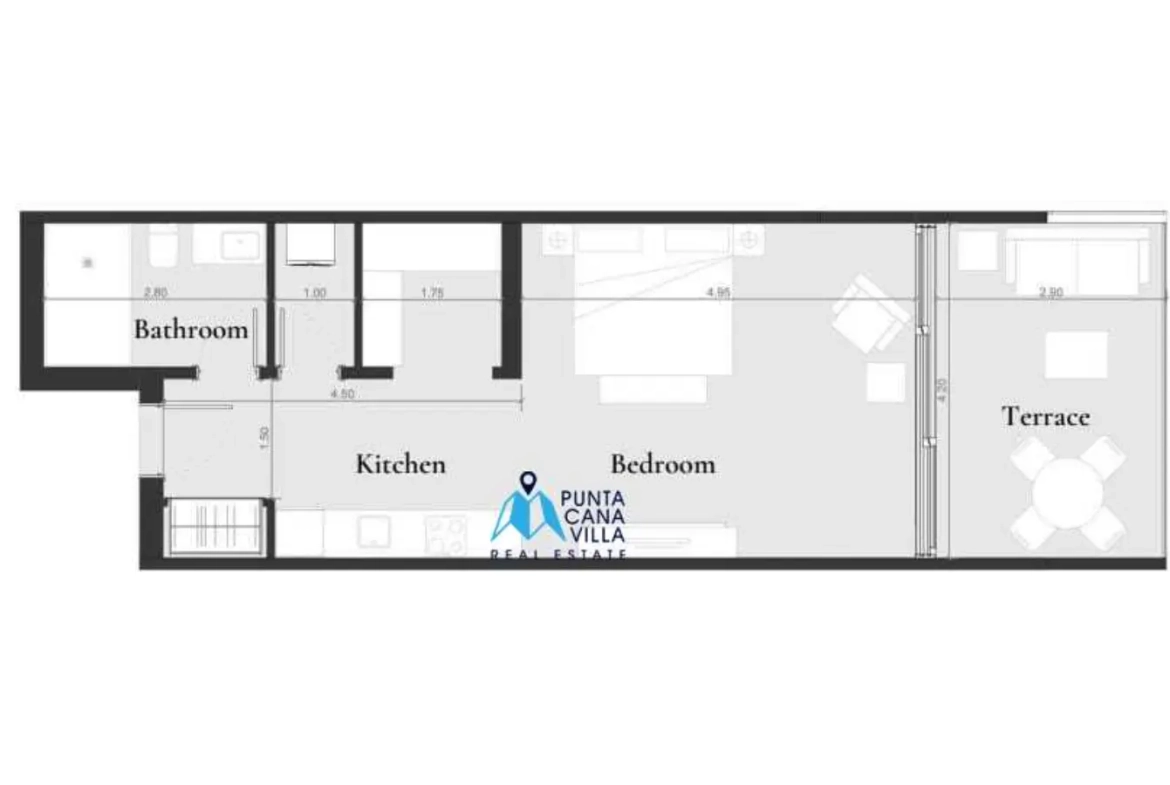 Oasis Lake, Condo d’une chambre à vendre dans le centre-ville, Punta Cana