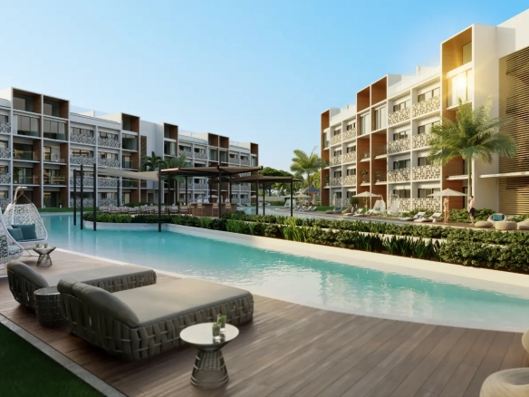 ID , Mystiq Wave, condo de deux chambres à vendre à White Sands, Punta Cana avec vue sur la piscine ()