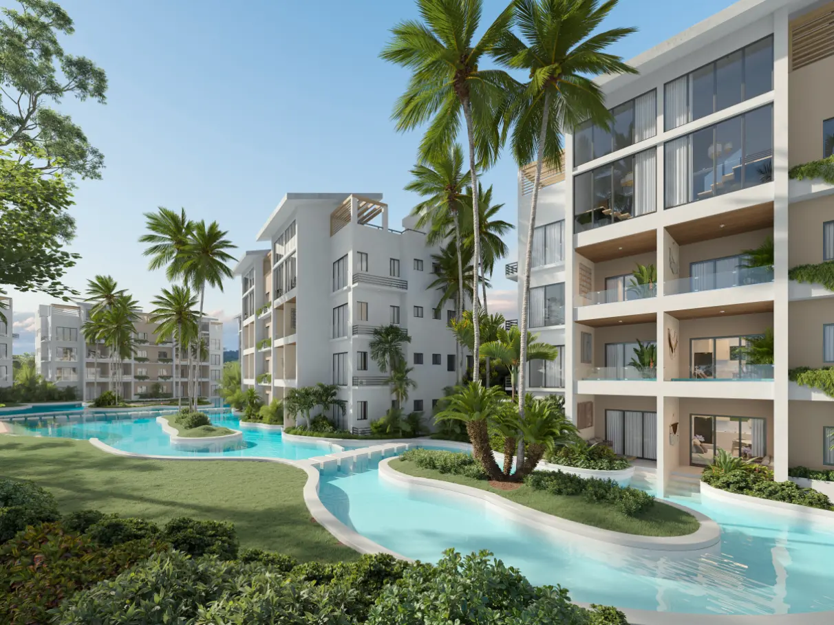 Mystiq Bay, One Bedroom Penthouse For Sale In White Sands, Punta Cana With View to Golf Course