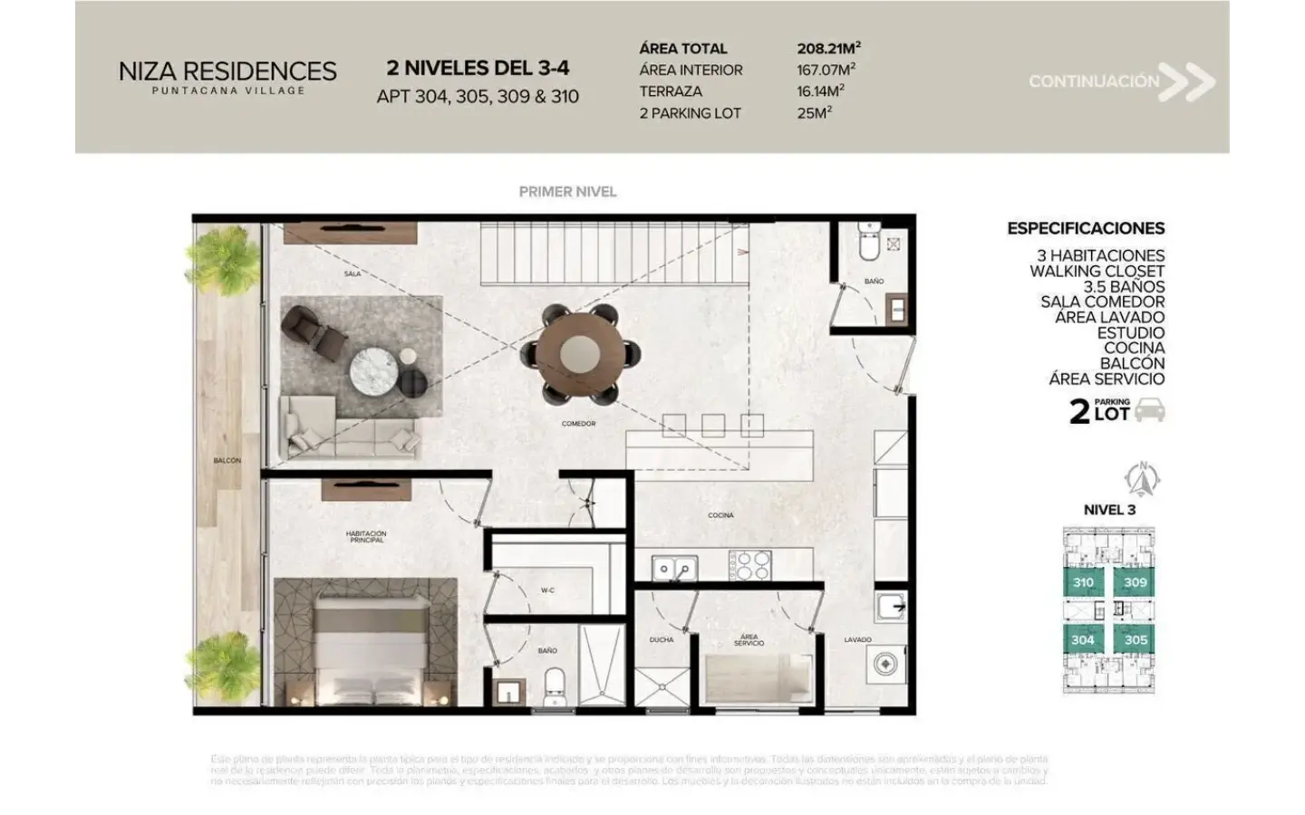 ID , Niza Residences, Three Bedroom Apartment For Sale In Punta Cana Village ()