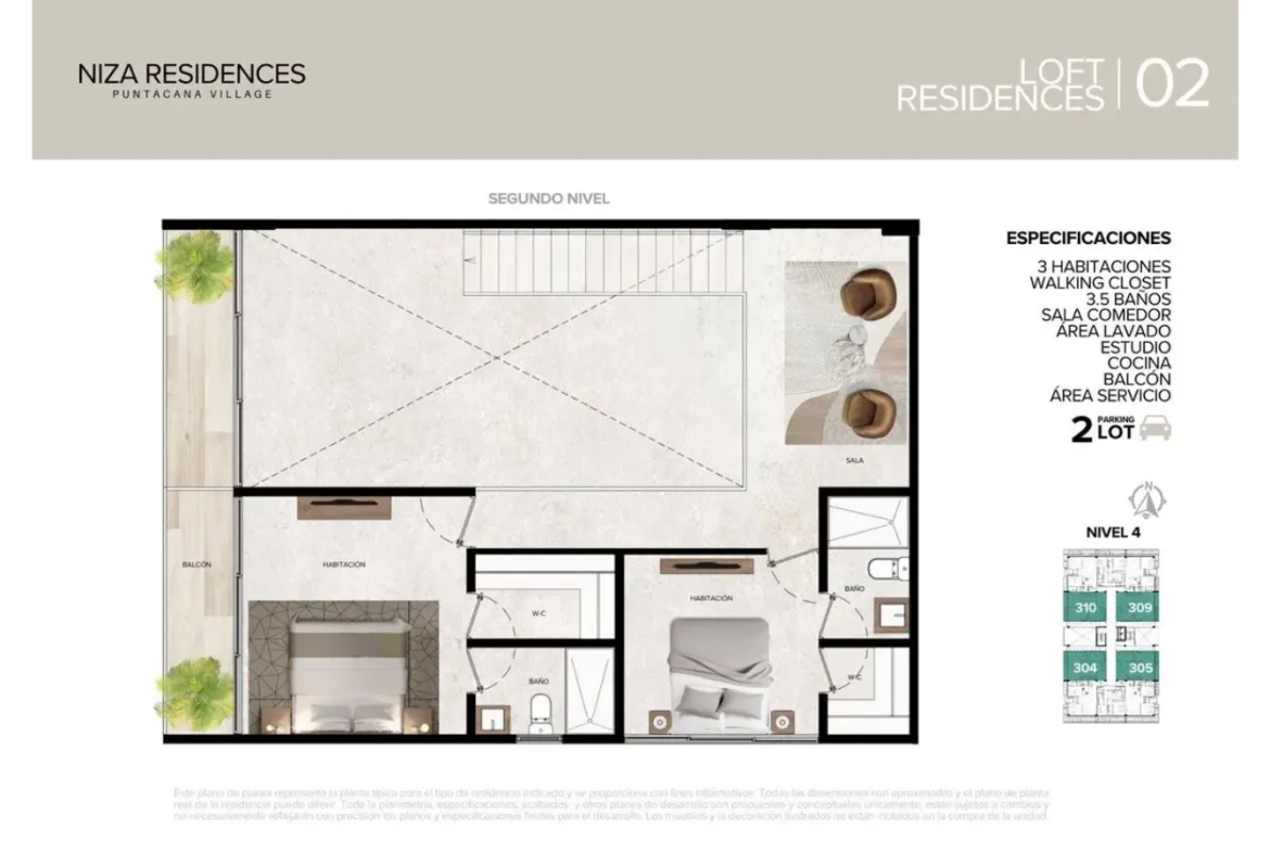 ID , Niza Residences, Three Bedroom Apartment For Sale In Punta Cana Village ()