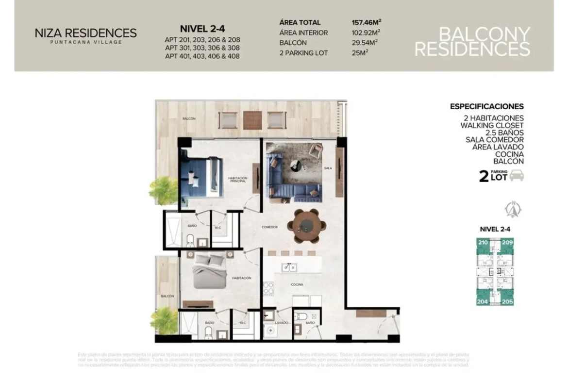 ID , Niza Residences, Two Bedroom Apartment For Sale In Punta Cana Village ()