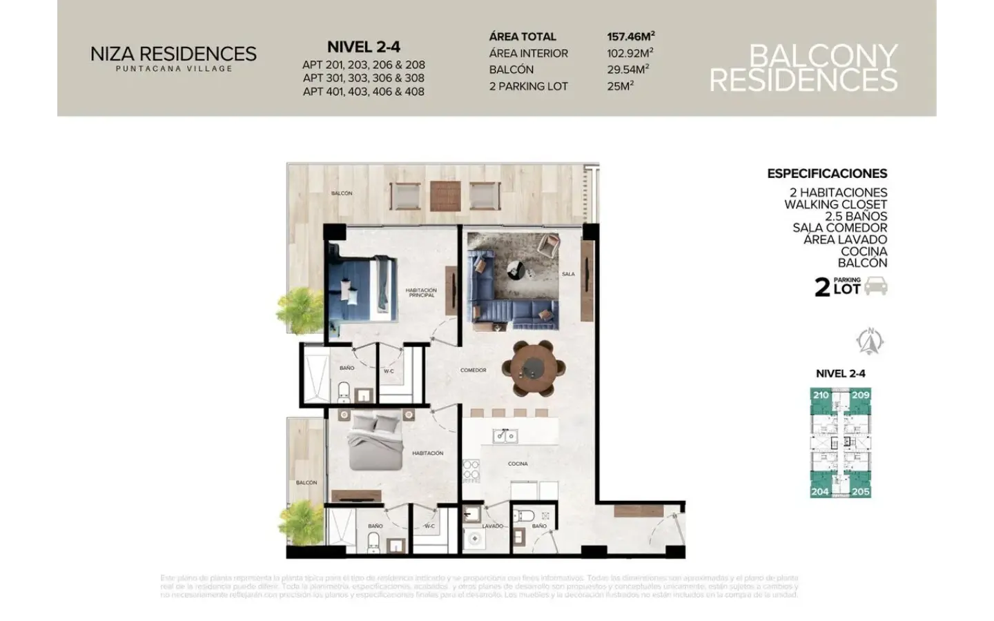 ID , Niza Residences, Two Bedroom Apartment For Sale In Punta Cana Village ()