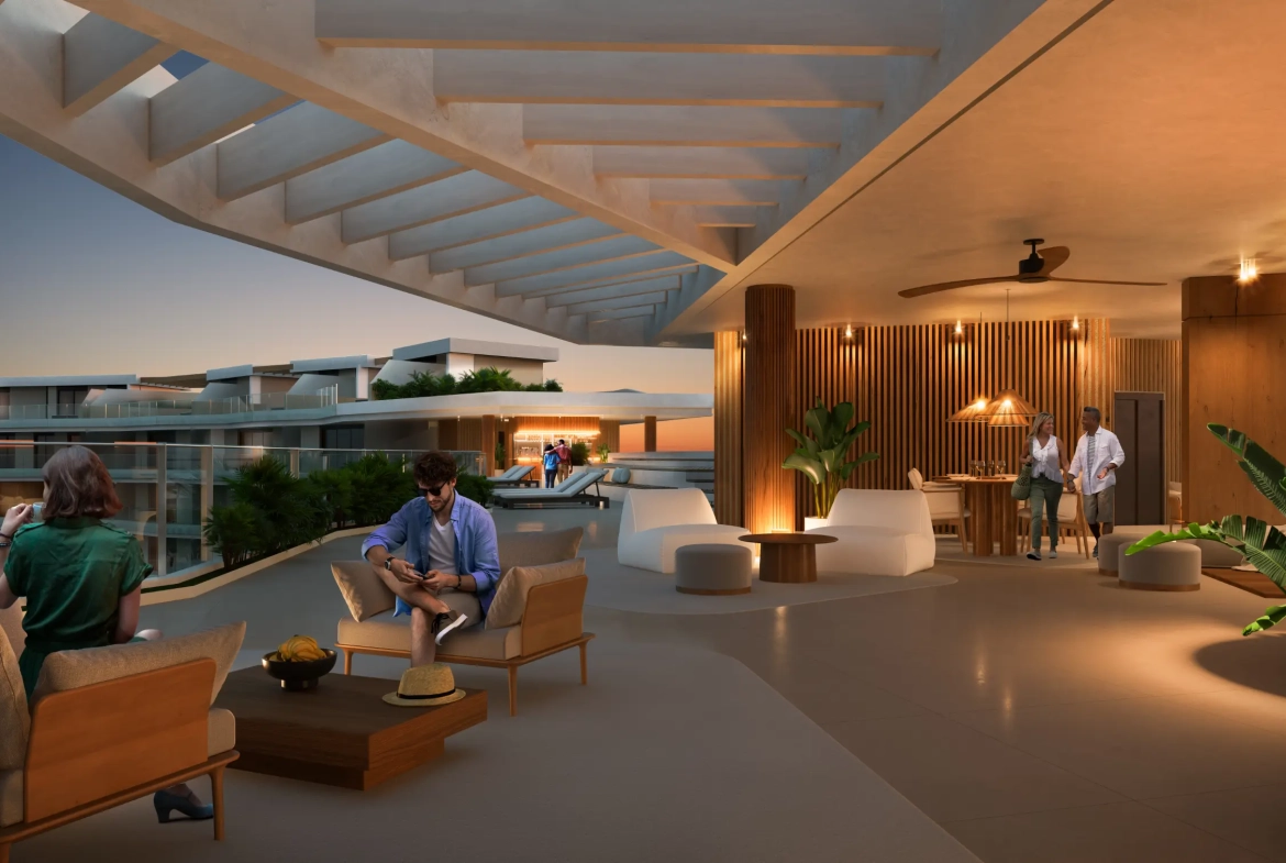 Las Iguanas: Penthouse de un dormitorio en venta en Crystal Garden, Cap Cana con vistas a la piscina