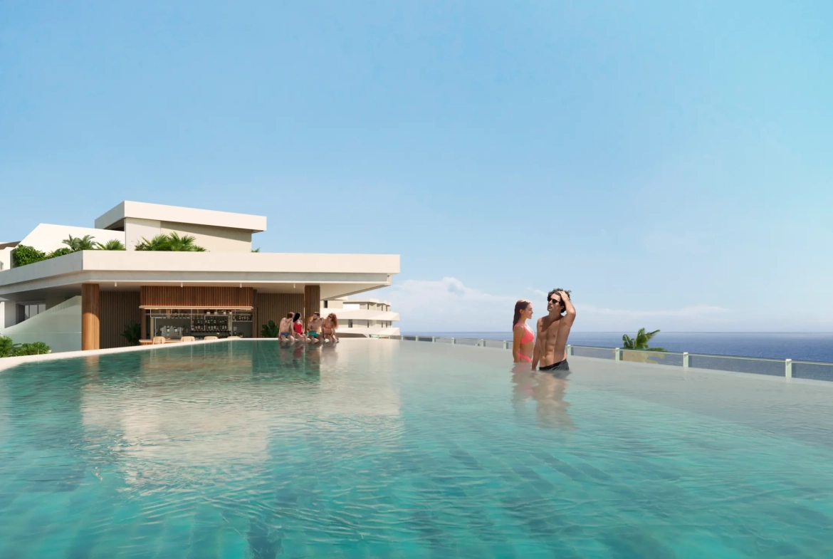Las Iguanas: Penthouse de un dormitorio en venta en Crystal Garden, Cap Cana con vistas a la piscina