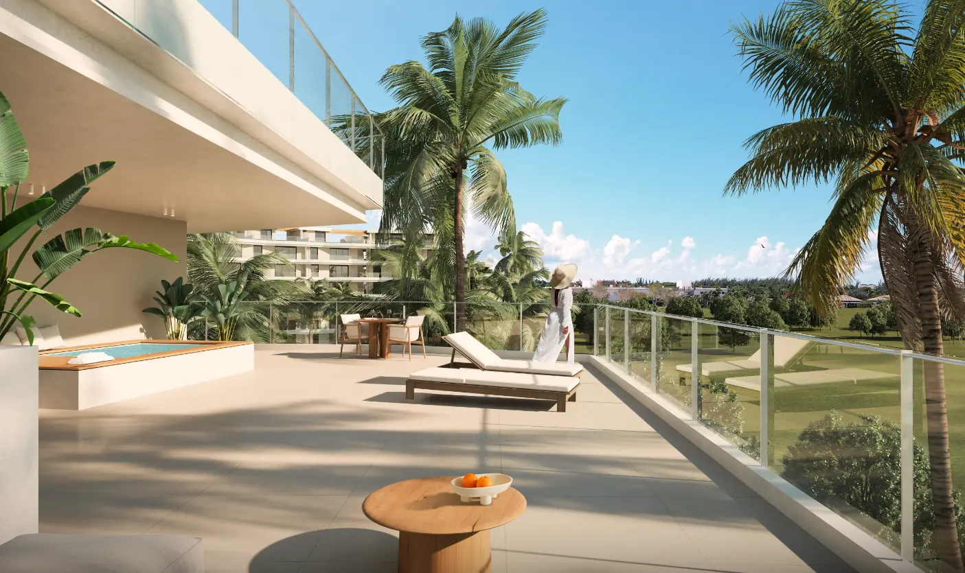 Las Iguanas: Penthouse de un dormitorio en venta en Crystal Garden, Cap Cana con vistas a la piscina