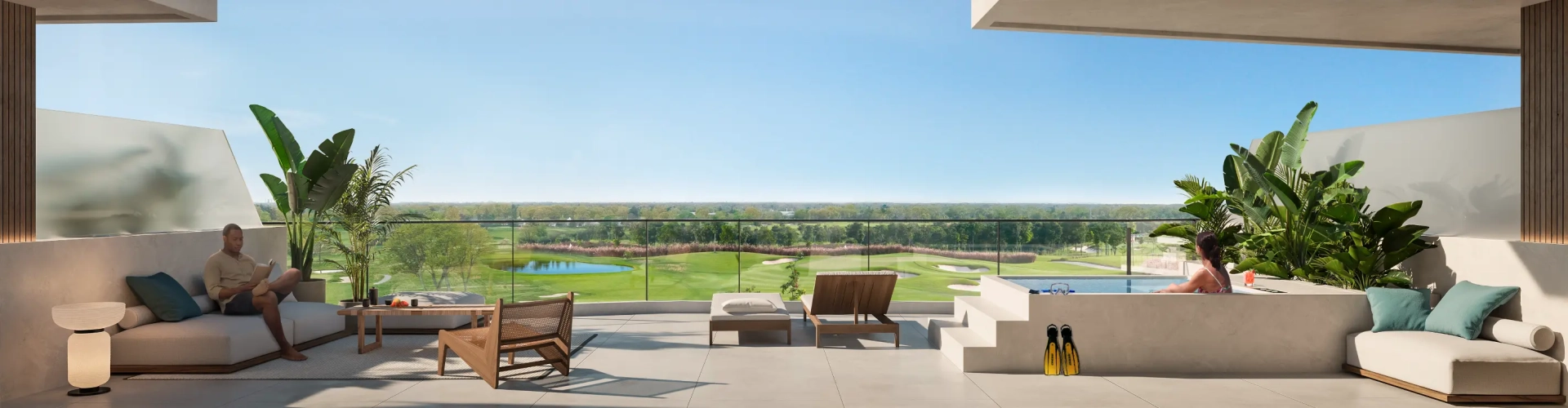 Las Iguanas: Penthouse de un dormitorio en venta en Crystal Garden, Cap Cana con vistas a la piscina