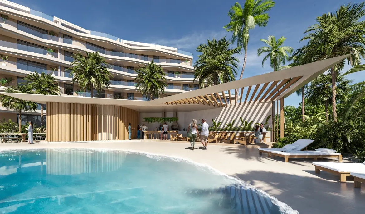 Las Iguanas: Penthouse de un dormitorio en venta en Crystal Garden, Cap Cana con vistas a la piscina