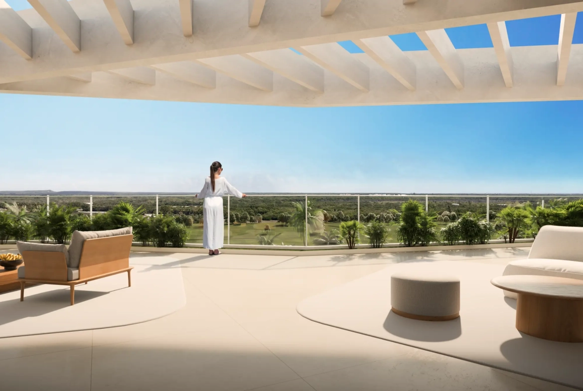 Las Iguanas: Penthouse de un dormitorio en venta en Crystal Garden, Cap Cana con vistas a la piscina