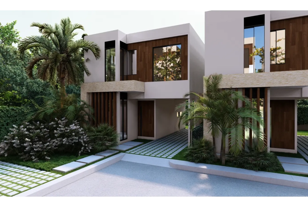Cascais, Villa de tres dormitorios en venta en el centro de Punta Cana con Patio