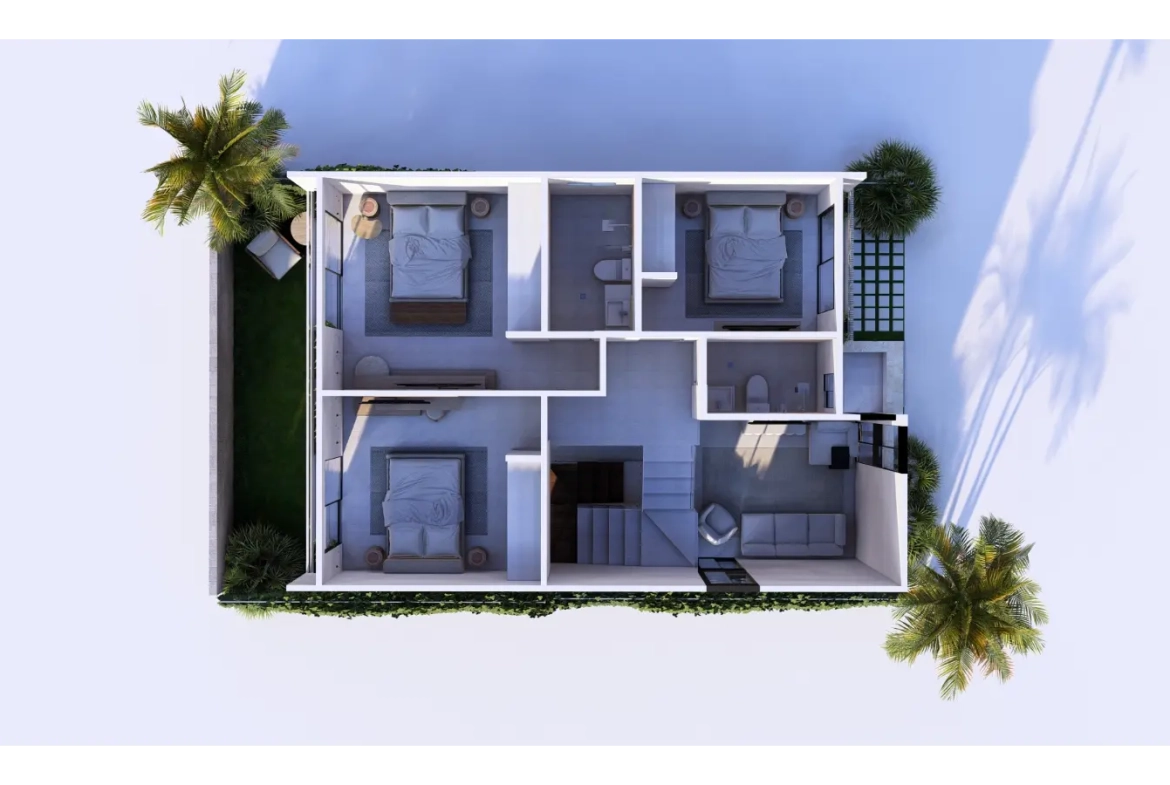 Cascais, Villa de tres dormitorios en venta en el centro de Punta Cana con Patio