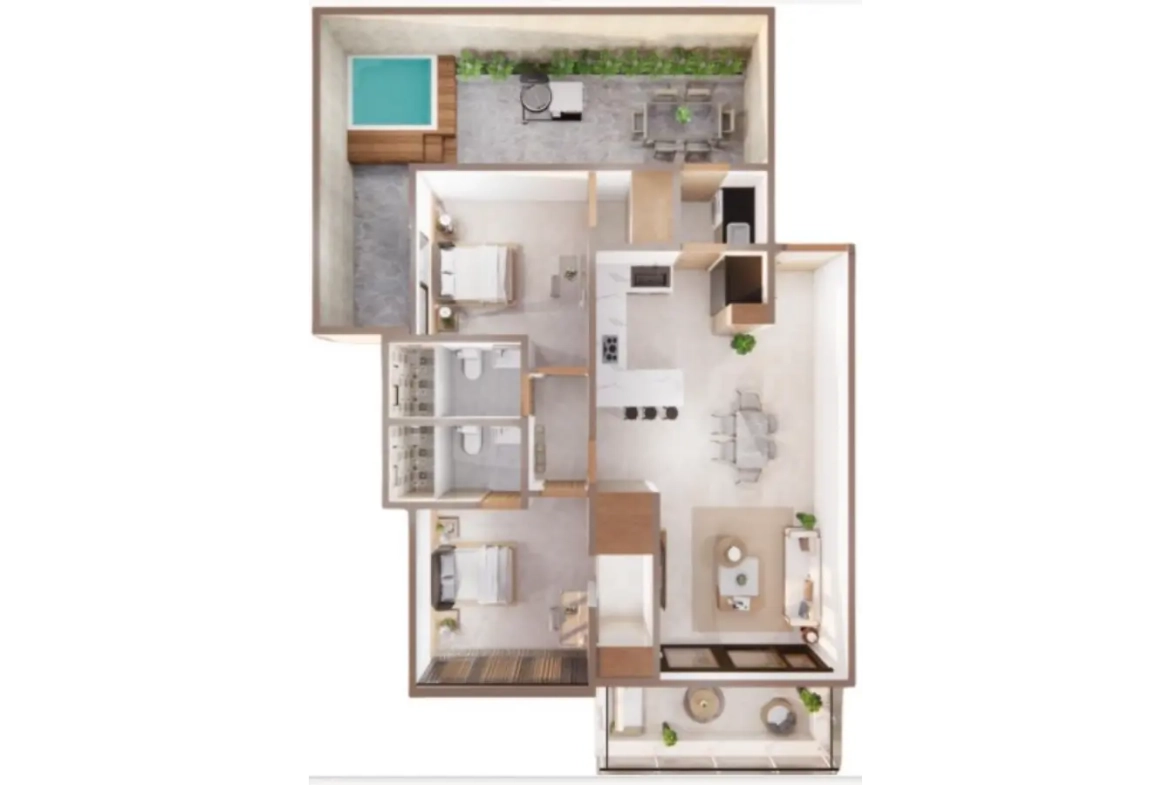 ID , LM Residences, two bedroom apartment for sale in Punta Cana with Garden ()