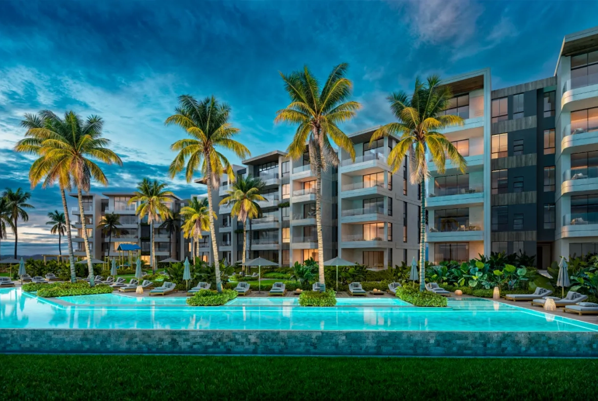 Zabela Beach, apartamento de una habitación en venta en Solea Palms en Punta Cana con vistas al jardín
