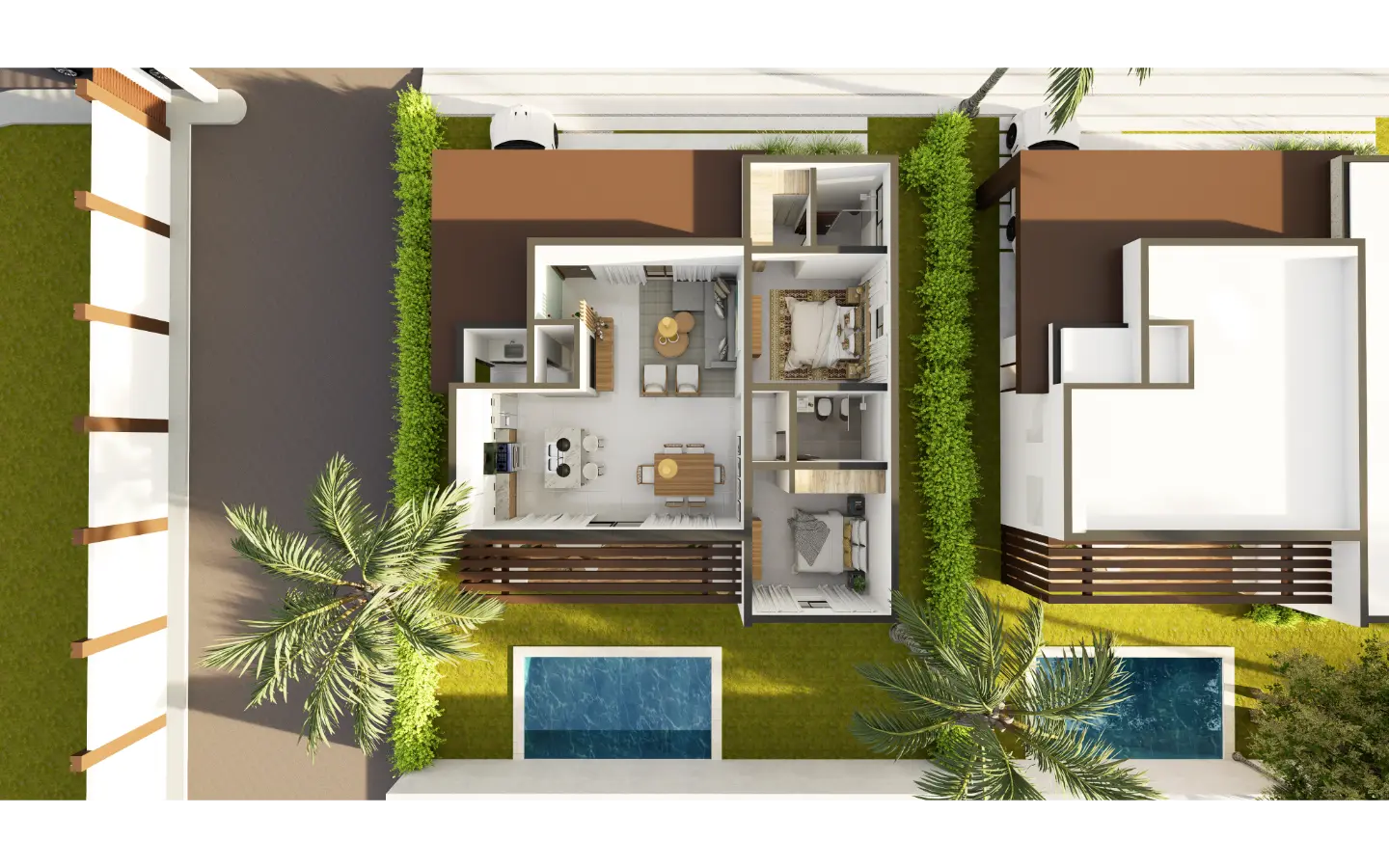 Olmos Residences, Villa de dos dormitorios en venta en Macao, Punta Cana con transporte gratuito a la playa de Macao