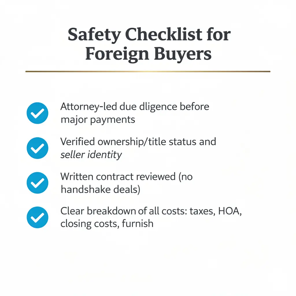 Can Foreigners Buy Property in the Dominican Republic? (2026 Complete Guide) 7 % Can Foreigners Buy Property in the Dominican Republic? (2026 Complete Guide) 7 7 %count(title) Safety checklist for foreign buyers, the key steps that protect your Dominican Republic real estate purchase
