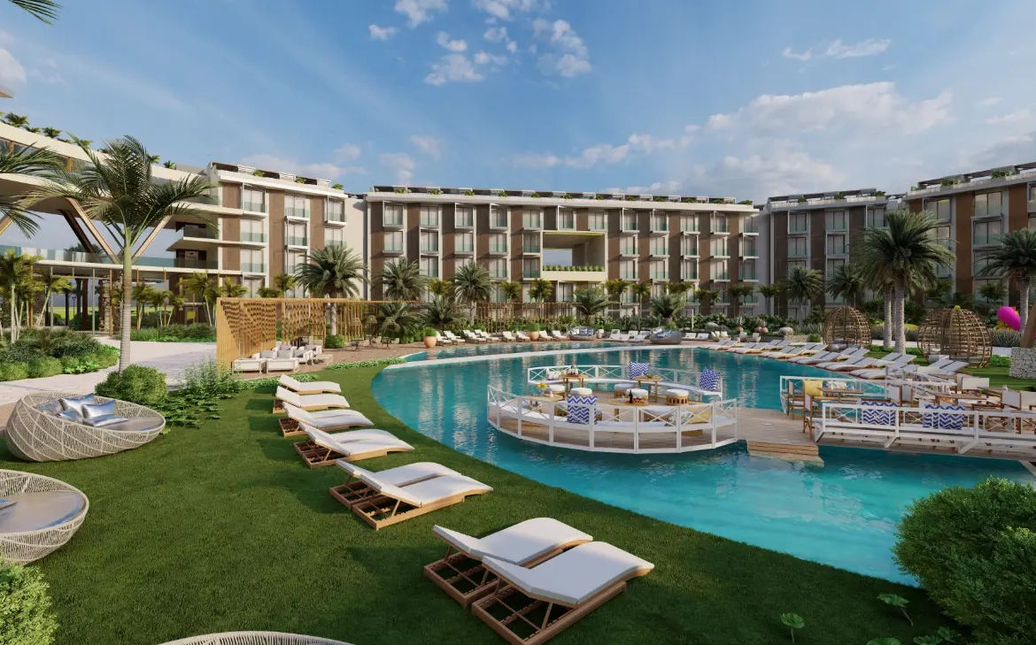 🏙️ Palace Suites : Appartement entièrement meublé d’une chambre à coucher à vendre dans le centre-ville de Punta Cana