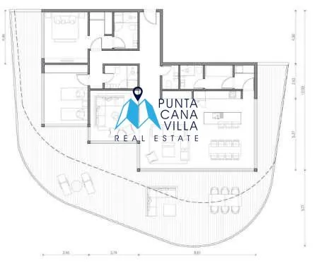 Reef and Golf Residences : Elégant appartement de deux chambres avec vue sur la piscine à vendre à Cap Cana