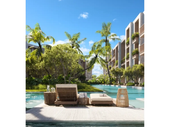 Ansaya at Aldea II One Bedroom Penthouse for sale in Downtown Punta Cana with pool and gym access.