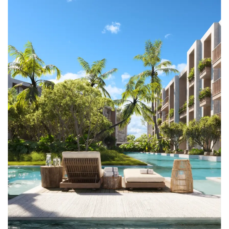 Ansaya at Aldea II One Bedroom Penthouse for sale in Downtown Punta Cana with pool and gym access.