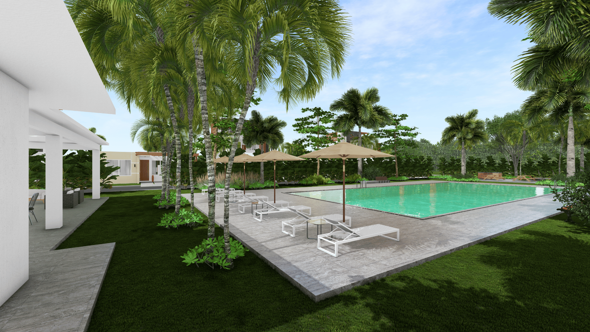 Vista del gazebo y la piscina en Villas Sole Mio, Macao Punta Cana
