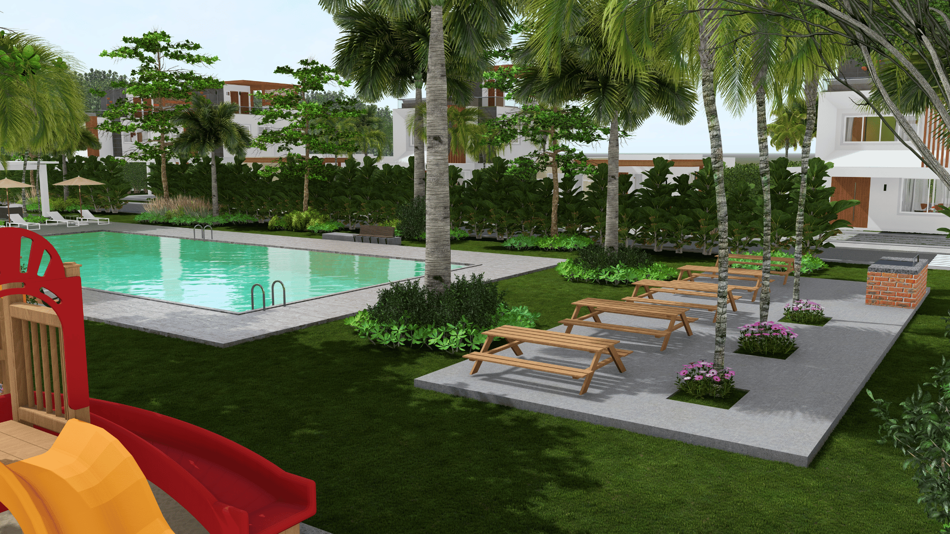Outdoor BBQ area at Villas Sole Mio, Macao Punta Cana with grill and tables