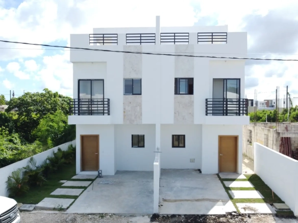 Peony Residences Bavaro townhouse for sale with two bedrooms private pool rooftop terrace and parking in gated community near Playa Bibijagua