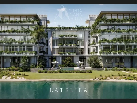 L'Atelier 2 Bedroom Apartment for sale in Las Iguanas Cap Cana with golf course views and tropical surroundings.