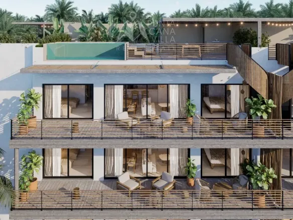 The Don Dom Residences 2 Bedroom Apartment for sale in Dominicus Bayahibe with private lagoon and swimming pool.