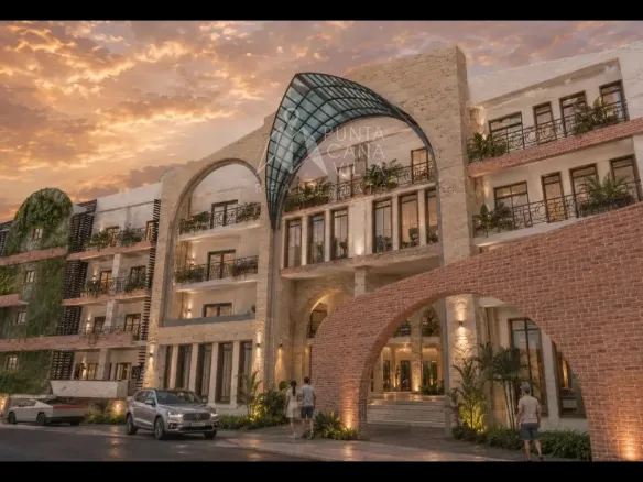Exterior view of the luxury Belara Garden 2-Bedroom Cap Cana apartment complex