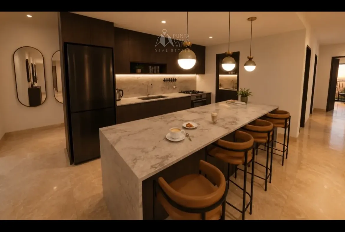 Fully equipped modern kitchen in Belara Garden 2-Bedroom Cap Cana