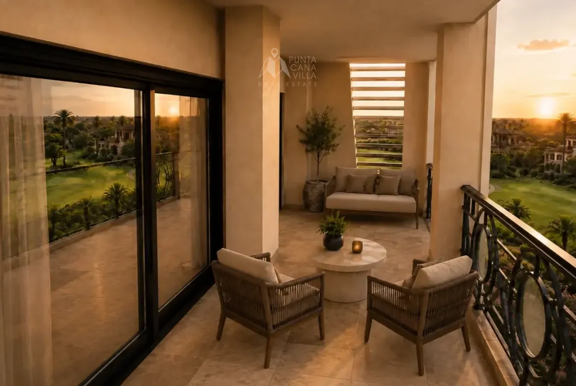 Modern entertainment center in the Belara Garden 2-Bedroom Cap Cana
